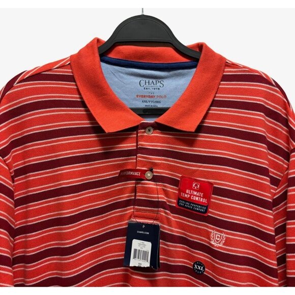 Chaps Red Stripe Performance Polo Shirt Size XXL Men's - Picture 3 of 7